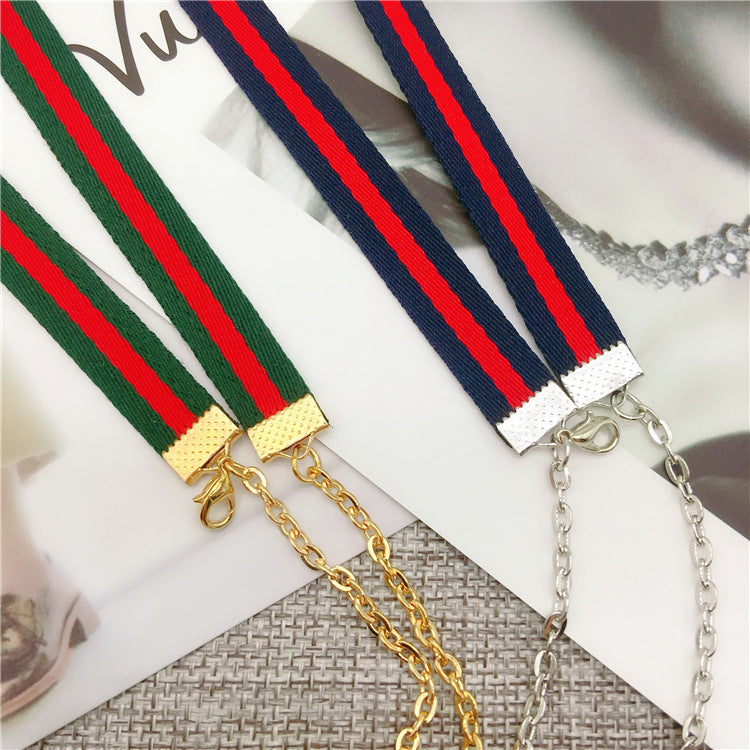 Stylish Eyewear Chain with Dual Color Stripes Kalsten