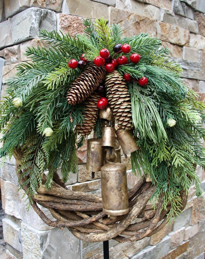 Rustic Boho Christmas Wreath with Pine Cones
