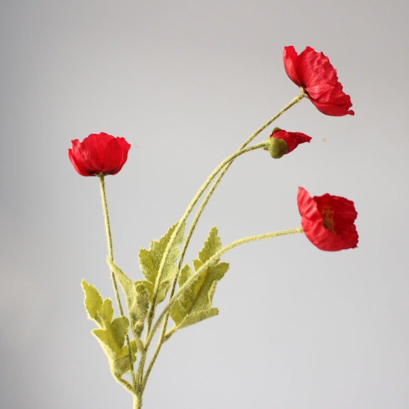 Lifelike Poppy Flower Stem