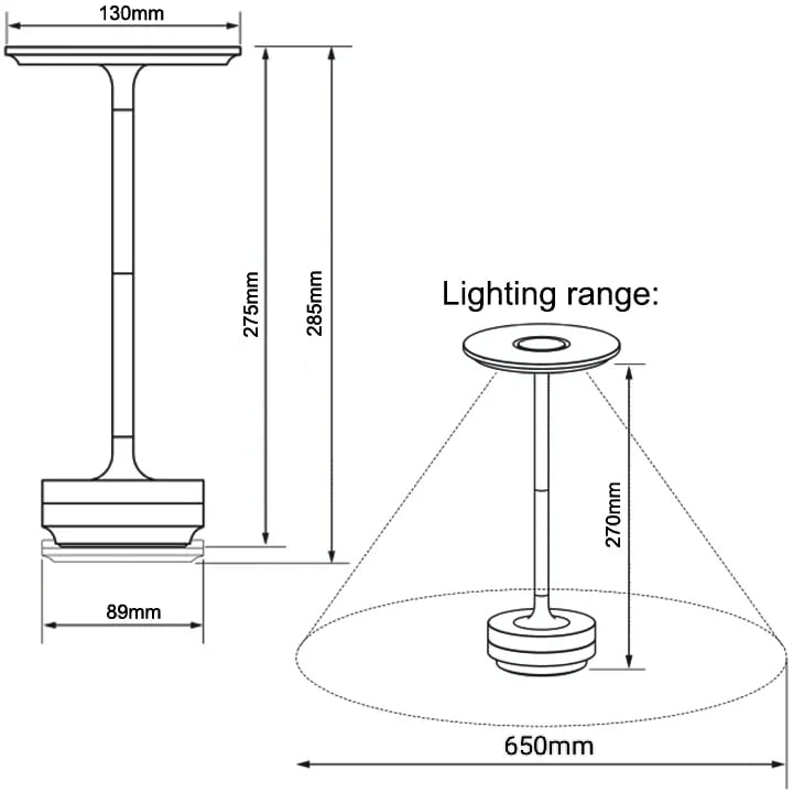 Cordless Table Lamp - Dimmable & Rechargeable Waterproof Desk Light | Kalsten