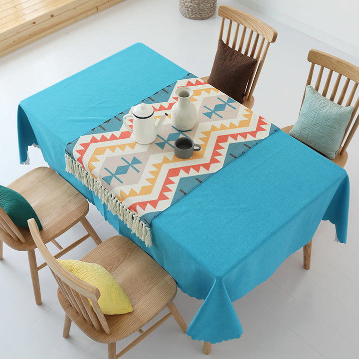 Tablecloth made of cotton blend with wavy hem and textured surface Kalsten