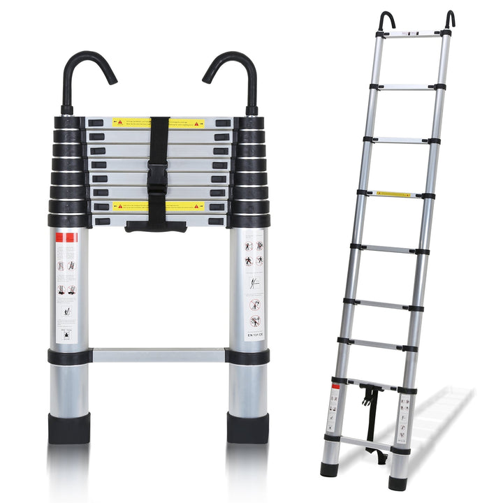 Telescopic ladder with 2 detachable hooks | Kalsten