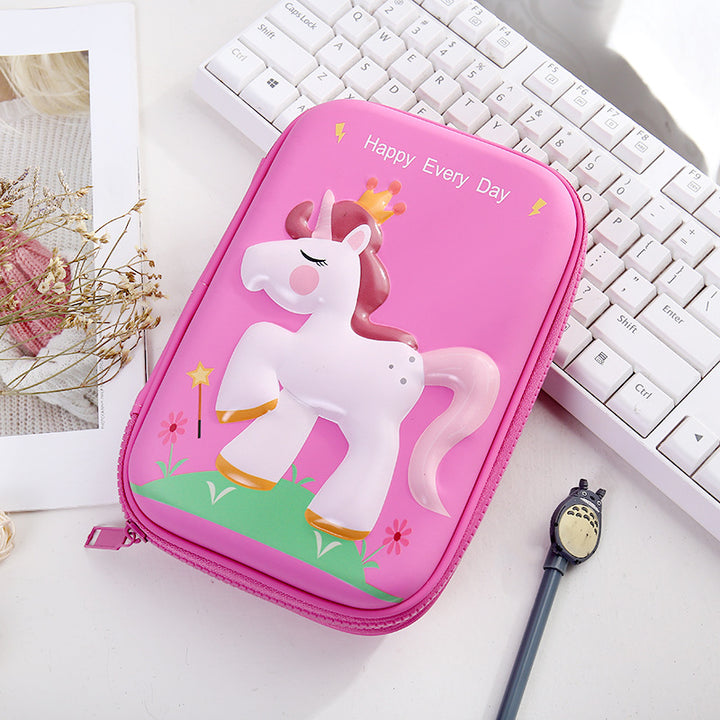Whimsical Unicorn-Themed Zippered Pencil Case