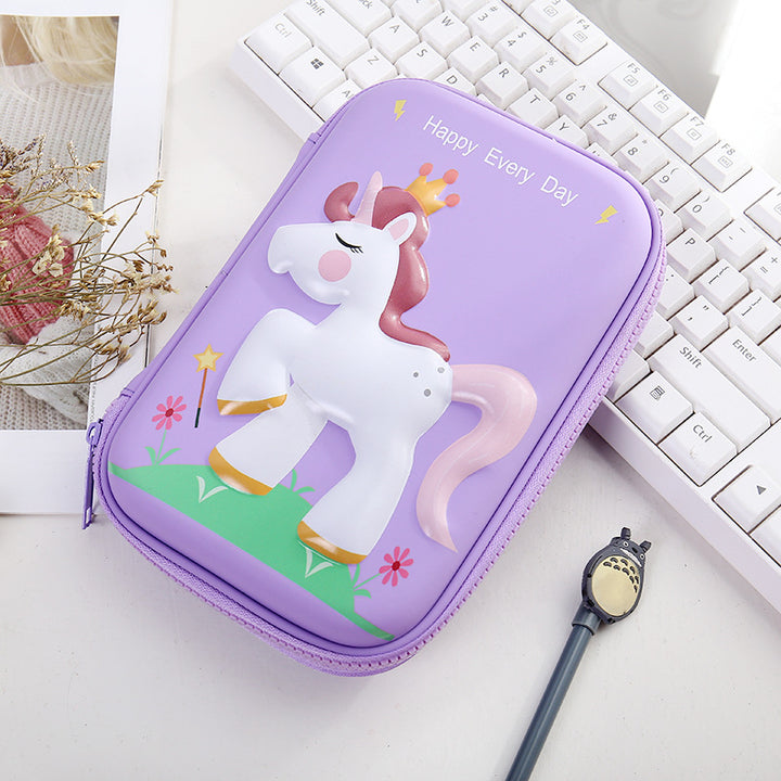 Whimsical Unicorn-Themed Zippered Pencil Case