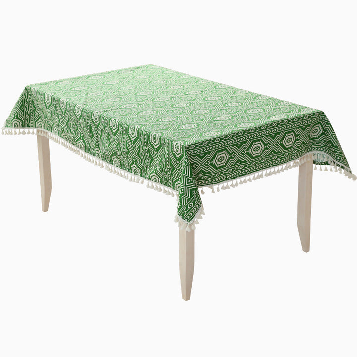 Woven cotton tablecloth in ethnic jacquard with tassel border Kalsten