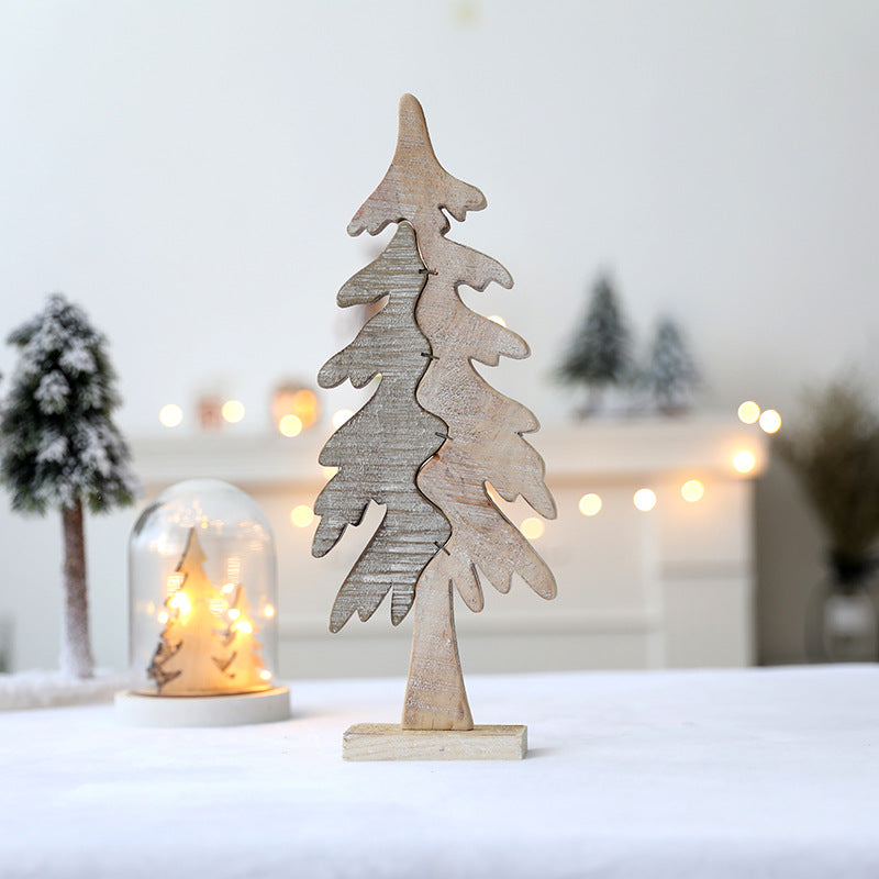Wooden Decorative Christmas Tree Figurines