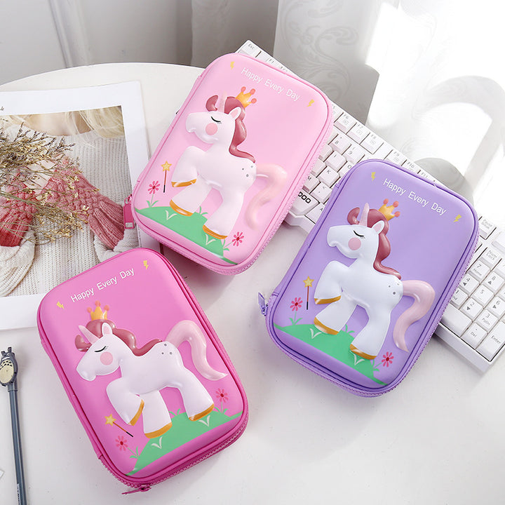 Whimsical Unicorn-Themed Zippered Pencil Case