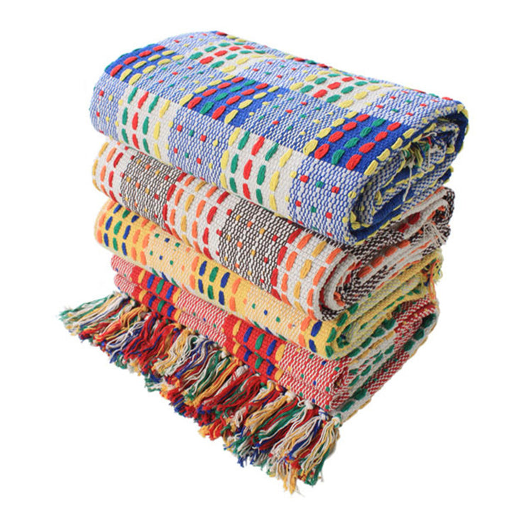 Flat-woven runner rug with check pattern and decorative border stripe Kalsten