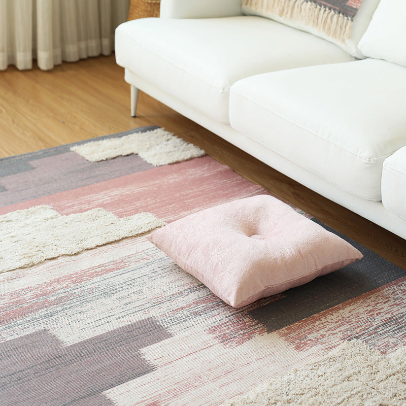 Modern woven living room rug with abstract structure and tufted high-pile accents Kalsten