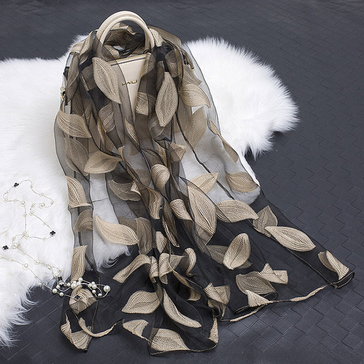 Kalsten | Silk scarf with cut flowers hollow motif
