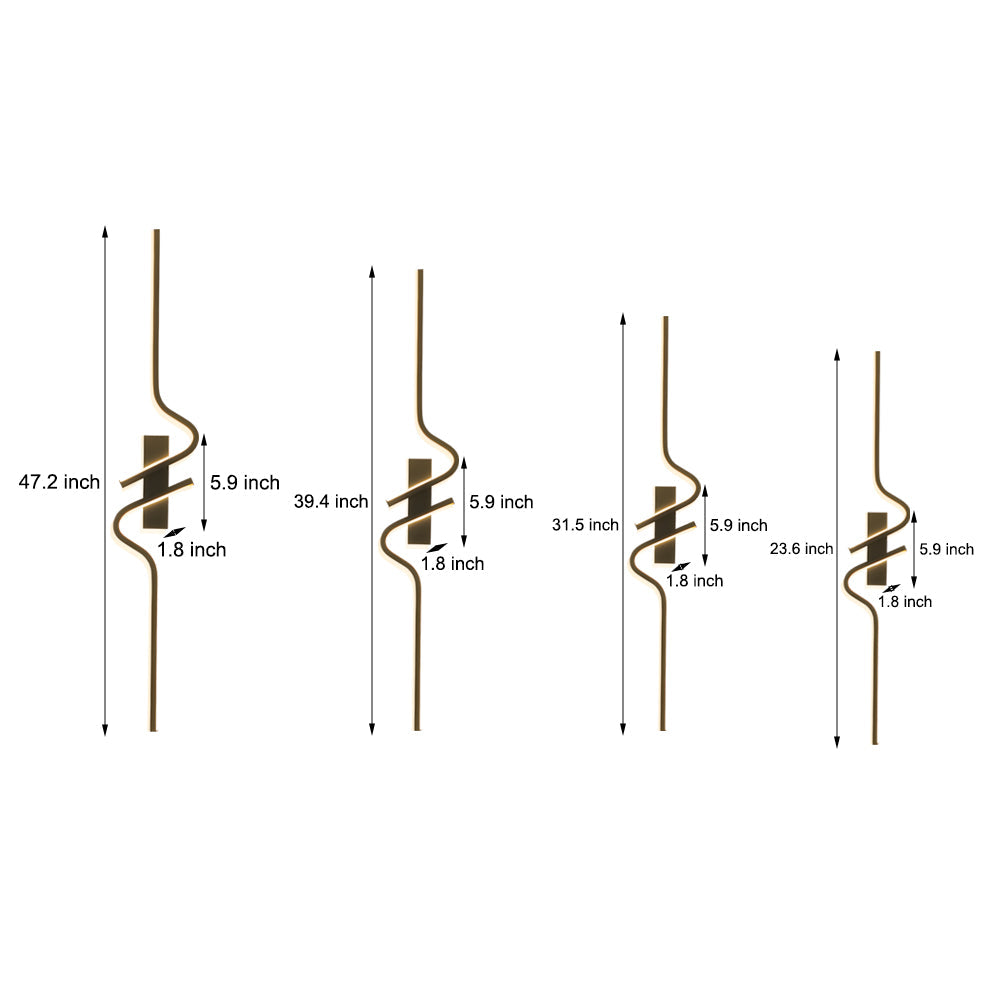 Minimalist Long Wave Aluminum Black Decorative LED Wall Lamp | Noxord