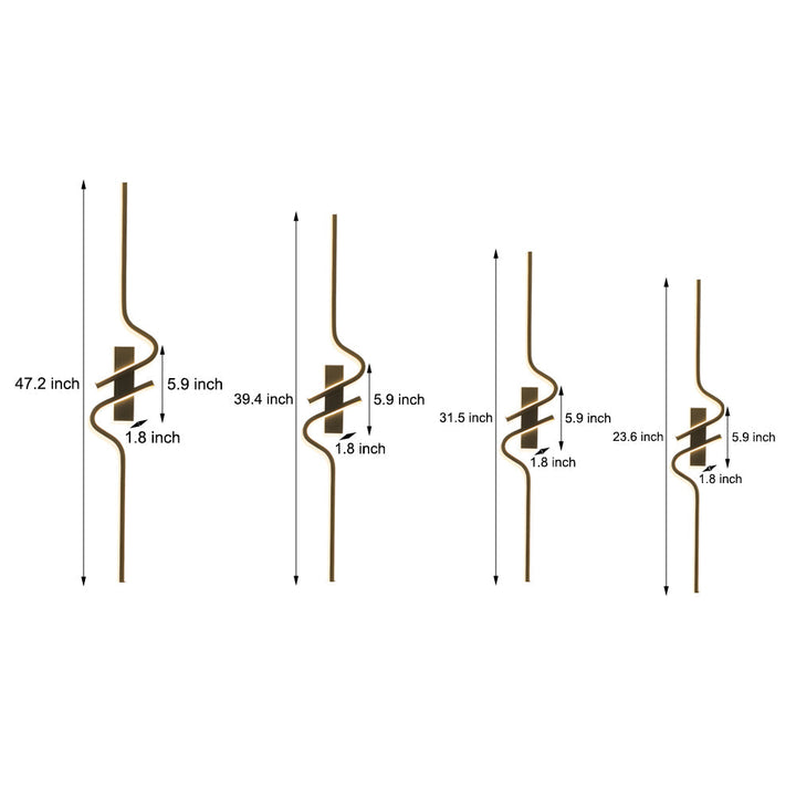 Minimalist Long Wave Aluminum Black Decorative LED Wall Lamp | Noxord