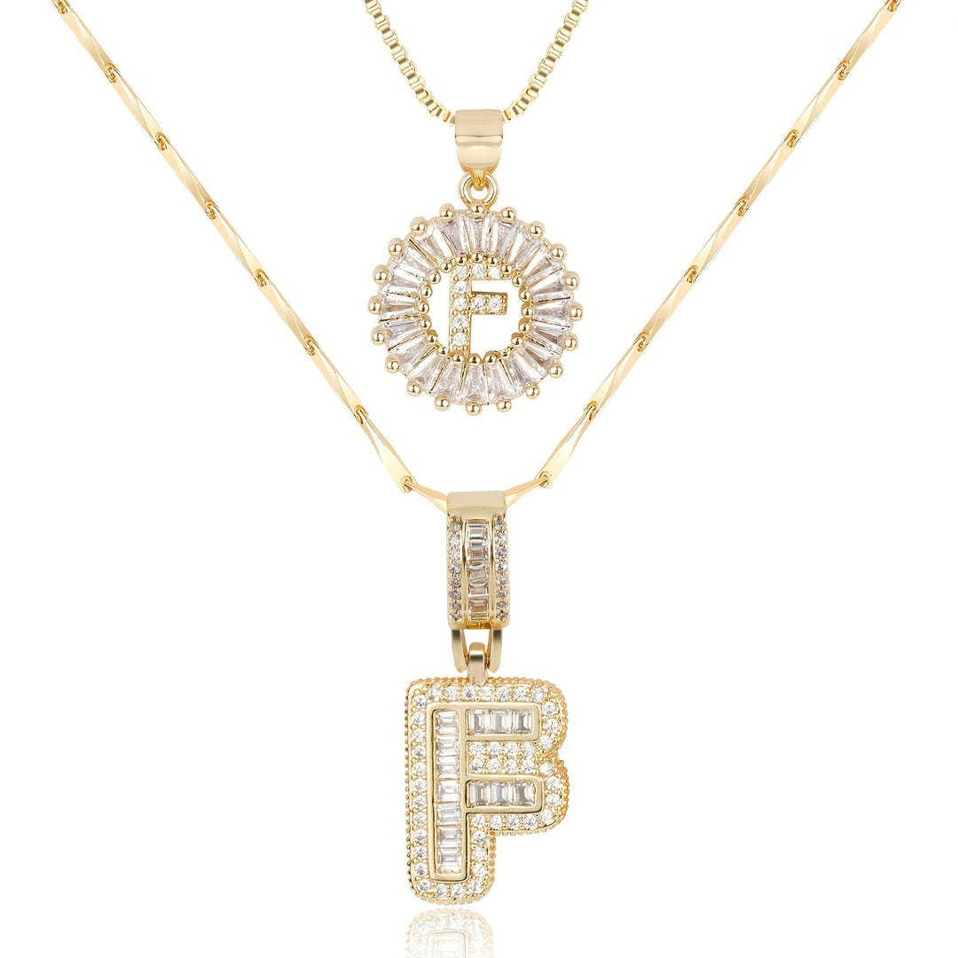 Kalsten | 2pc 14k Diamond Letter Initial Necklaces