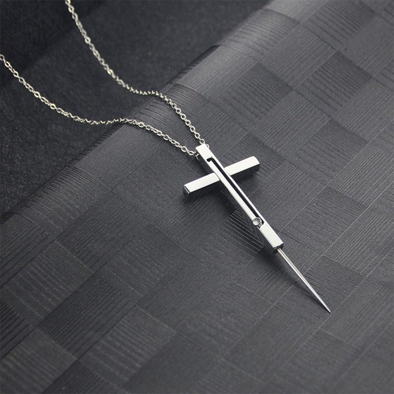 Kalsten | Retractable Toothpick Necklace with Stainless Steel Cross Pendant