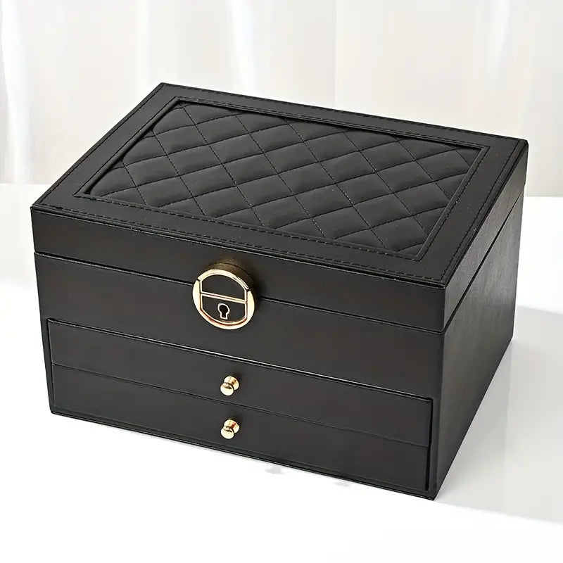 Lockable Multi-Layer Leather Jewelry Box Noxord