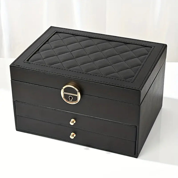 Lockable Multi-Layer Leather Jewelry Box Noxord