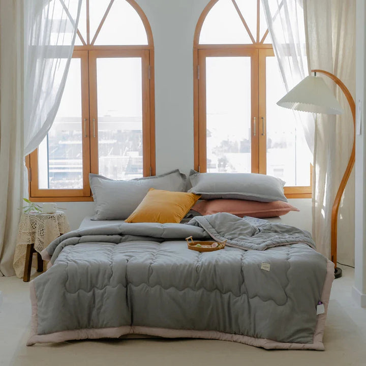 2024 Japanese Cotton-Polyester Summer Quilt – Lightweight, Washable, Skin-Friendly Solid Color Quilt | Kalsten