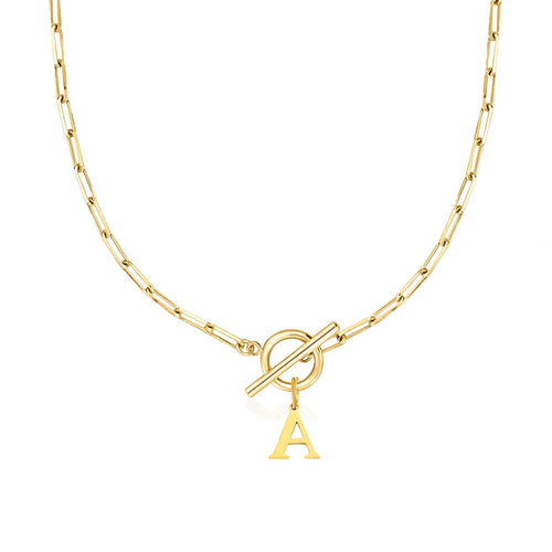 Kalsten | Paperclip Letter Initial Circle Lock Clasp Necklace