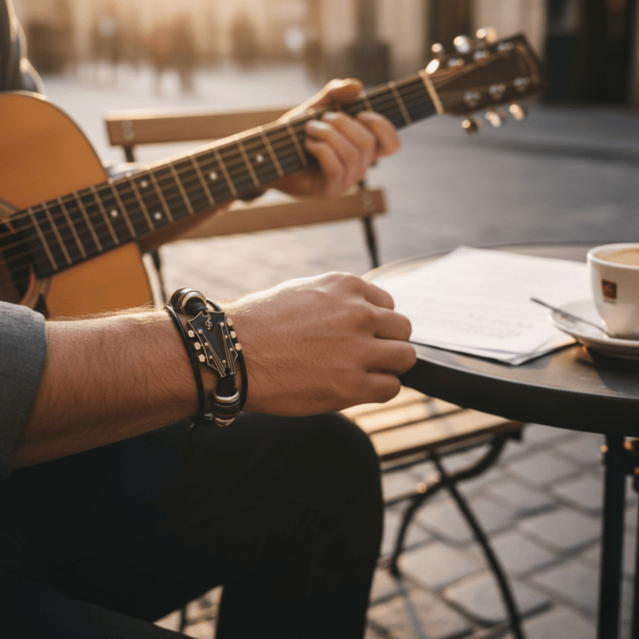 Kalsten | Leather Bracelet with Guitar-Inspired Design