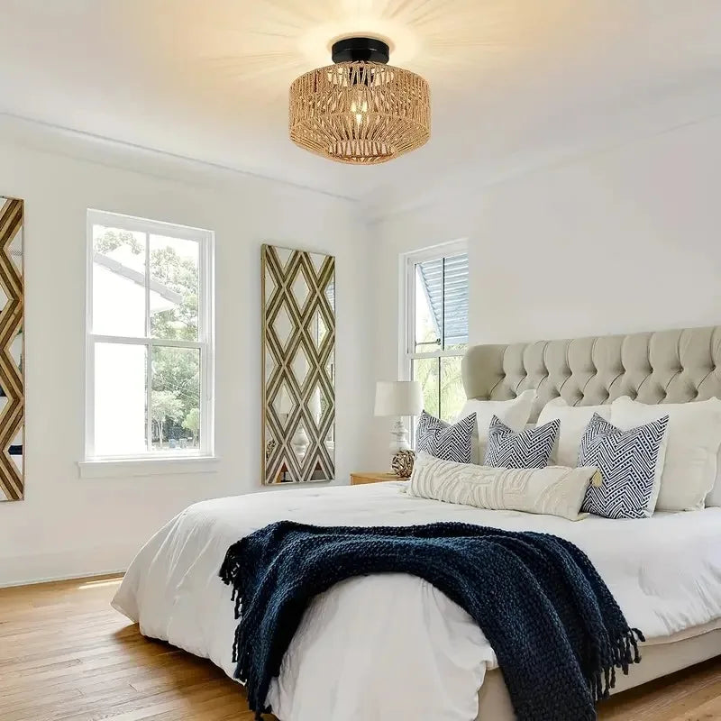 Classic Bamboo Lustre Chandelier - Handmade Rattan Pendant Light for Home Living and Bedroom Decor | Kalsten