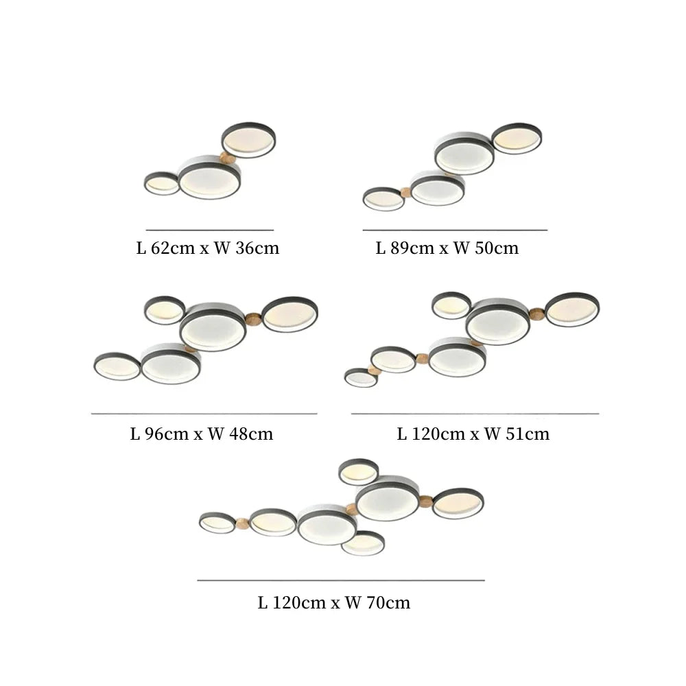 Ceiling Light Iron Wood 20 in Multi-Head Macaron Color Living Room Bedroom Dining Room LED Fixture | Kalsten