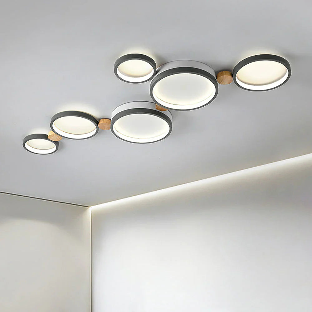 Ceiling Light Iron Wood 20 in Multi-Head Macaron Color Living Room Bedroom Dining Room LED Fixture | Kalsten