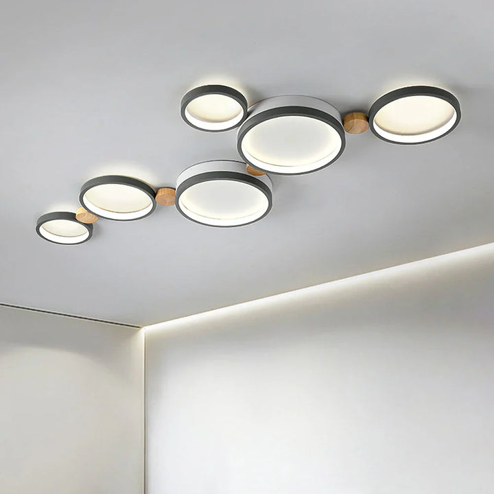 Ceiling Light Iron Wood 20 in Multi-Head Macaron Color Living Room Bedroom Dining Room LED Fixture | Kalsten