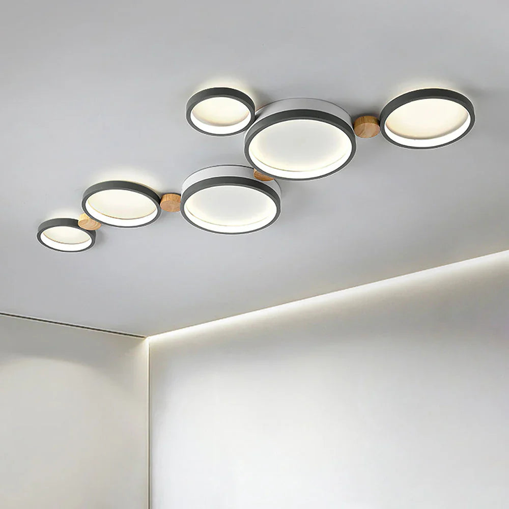 Ceiling Light Iron Wood 20 in Multi-Head Macaron Color Living Room Bedroom Dining Room LED Fixture | Kalsten