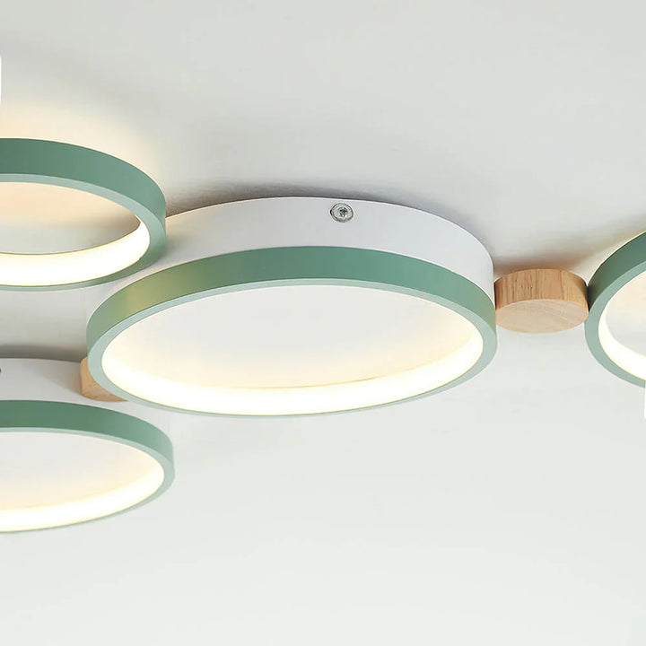 Ceiling Light Iron Wood 20 in Multi-Head Macaron Color Living Room Bedroom Dining Room LED Fixture | Kalsten