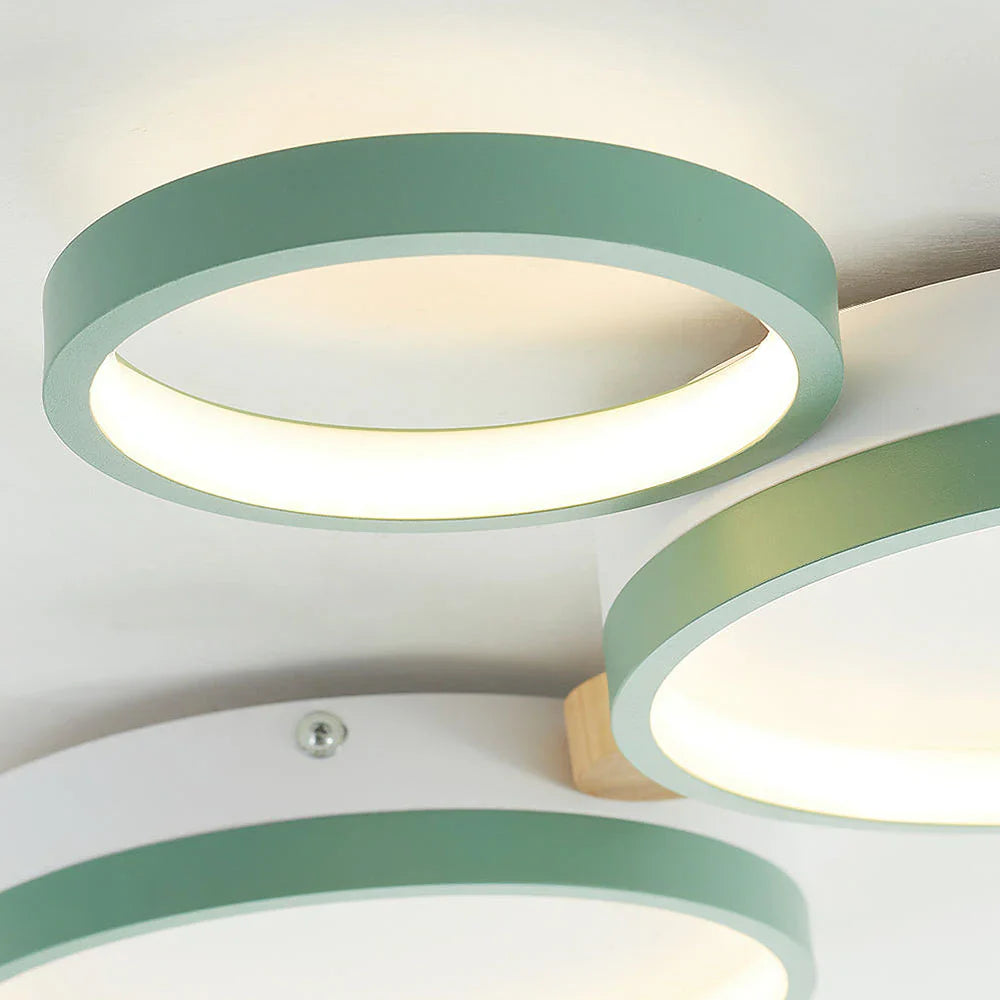 Ceiling Light Iron Wood 20 in Multi-Head Macaron Color Living Room Bedroom Dining Room LED Fixture | Kalsten