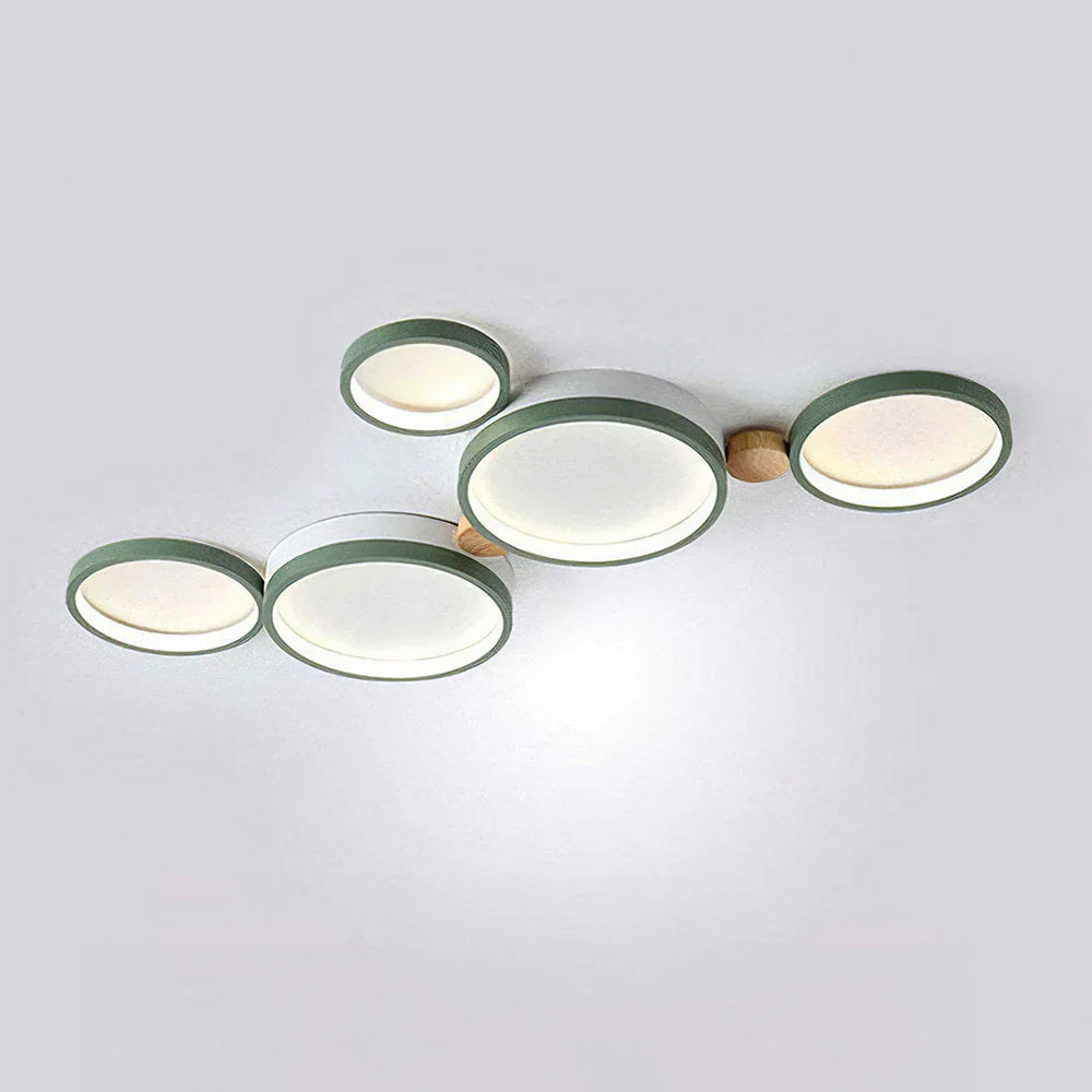 Ceiling Light Iron Wood 20 in Multi-Head Macaron Color Living Room Bedroom Dining Room LED Fixture | Kalsten