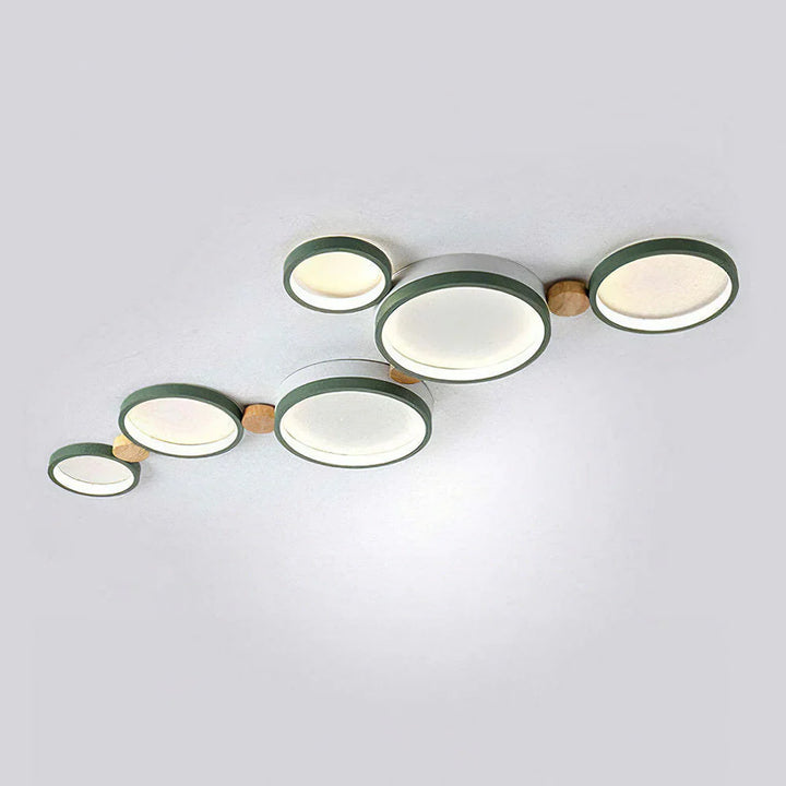 Ceiling Light Iron Wood 20 in Multi-Head Macaron Color Living Room Bedroom Dining Room LED Fixture | Kalsten