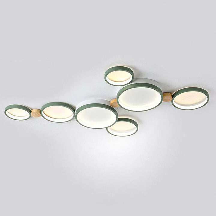Ceiling Light Iron Wood 20 in Multi-Head Macaron Color Living Room Bedroom Dining Room LED Fixture | Kalsten