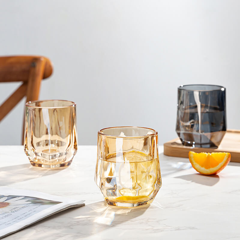 Noxord | Amber hexagonal Glass Cups
