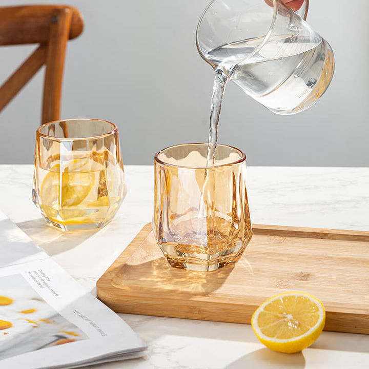Noxord | Amber hexagonal Glass Cups