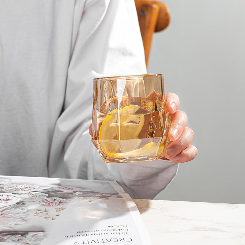 Noxord | Amber hexagonal Glass Cups