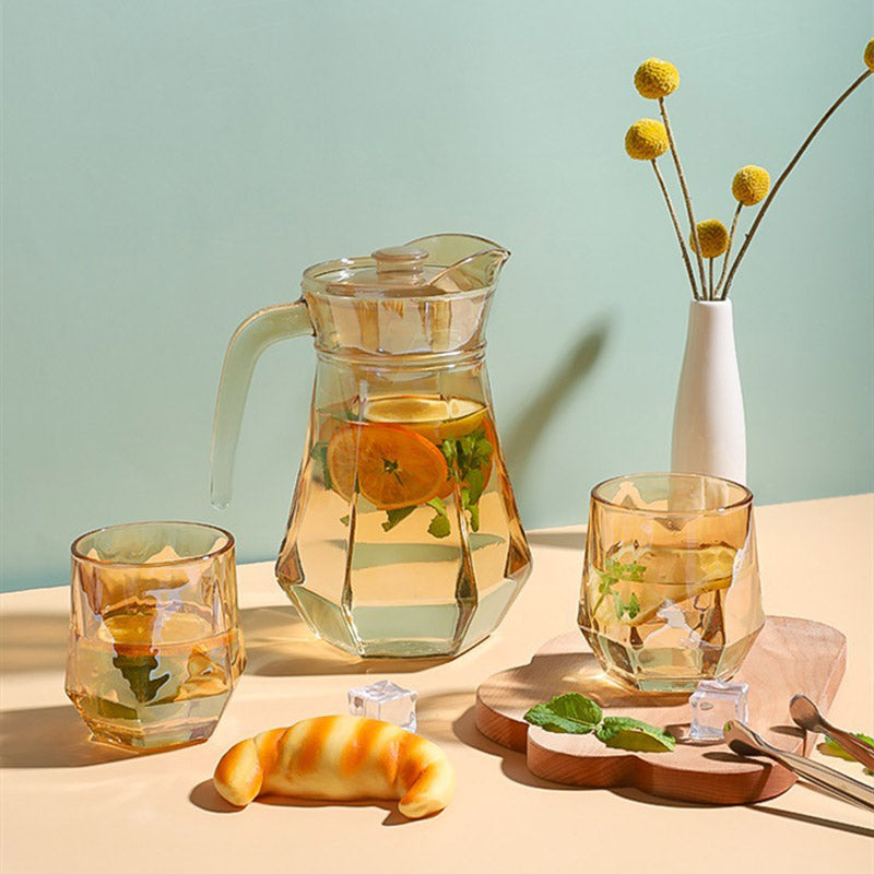 Noxord | Amber hexagonal Glass Cups