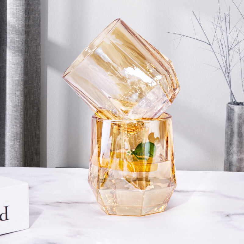 Noxord | Amber hexagonal Glass Cups
