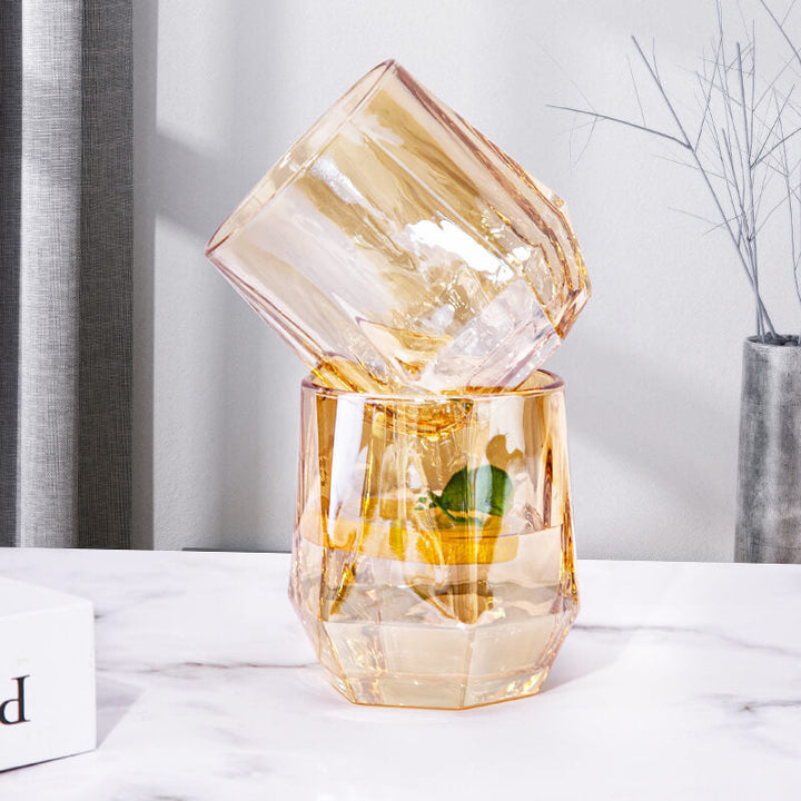 Noxord | Amber hexagonal Glass Cups