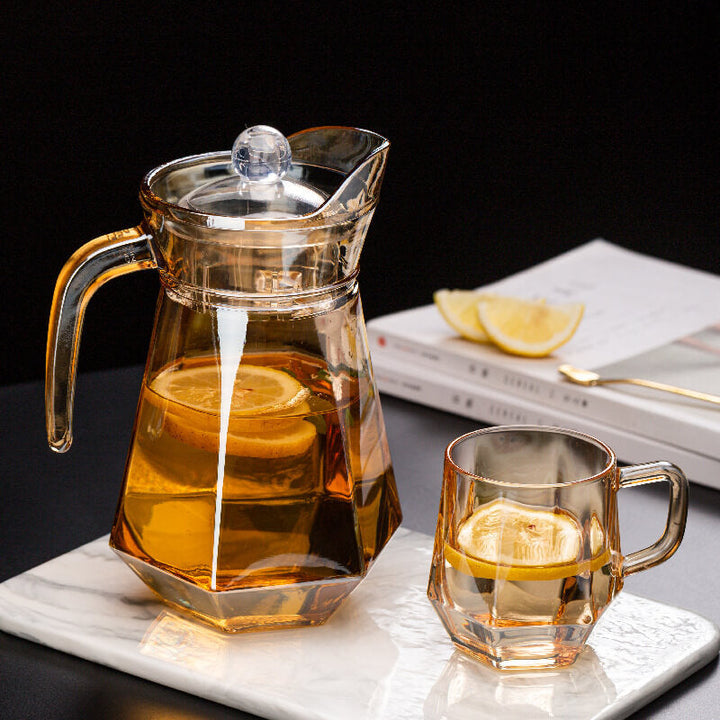 Noxord | Amber hexagonal Glass Cups