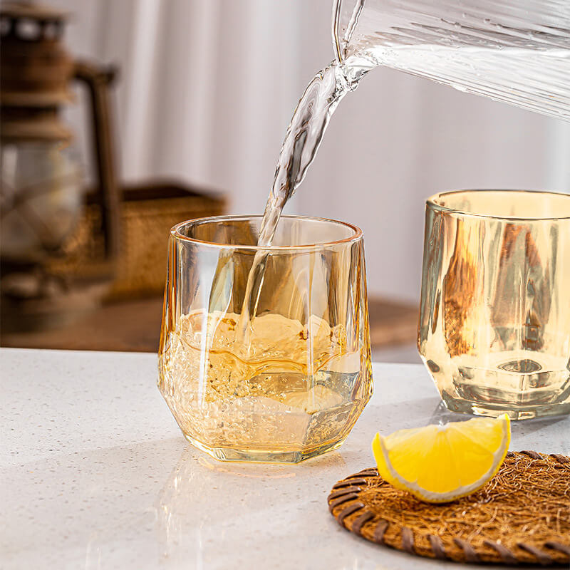 Noxord | Amber hexagonal Glass Cups
