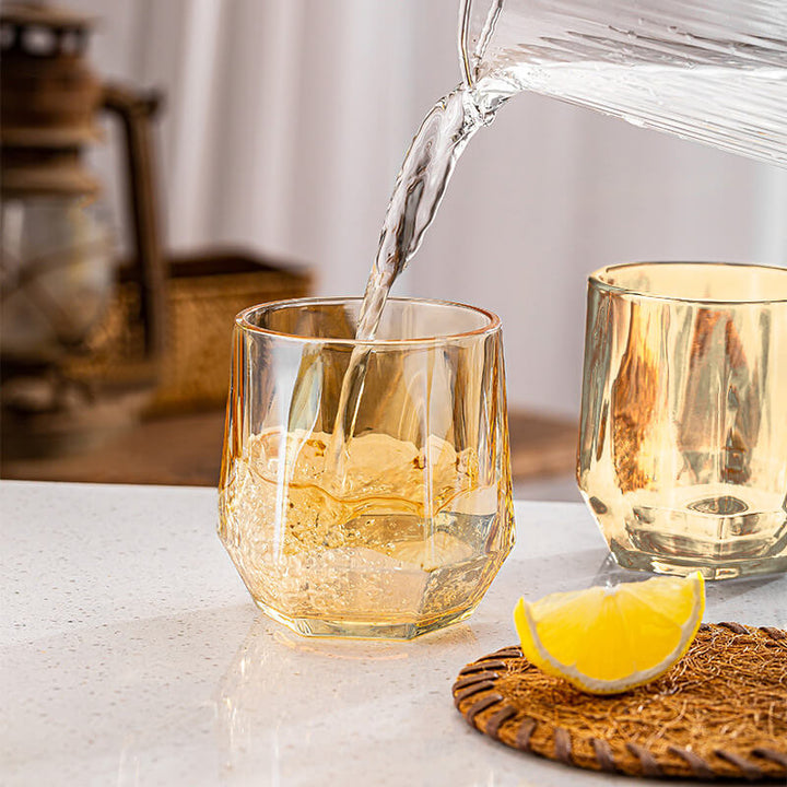 Noxord | Amber hexagonal Glass Cups