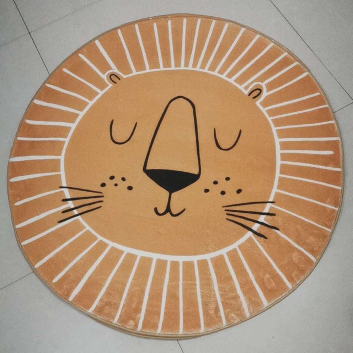 Kalsten | Round Lion Rug for Kids Soft Polyester Carpet 80cm 100cm 120cm