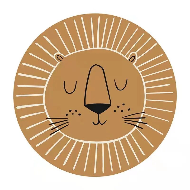 Kalsten | Round Lion Rug for Kids Soft Polyester Carpet 80cm 100cm 120cm