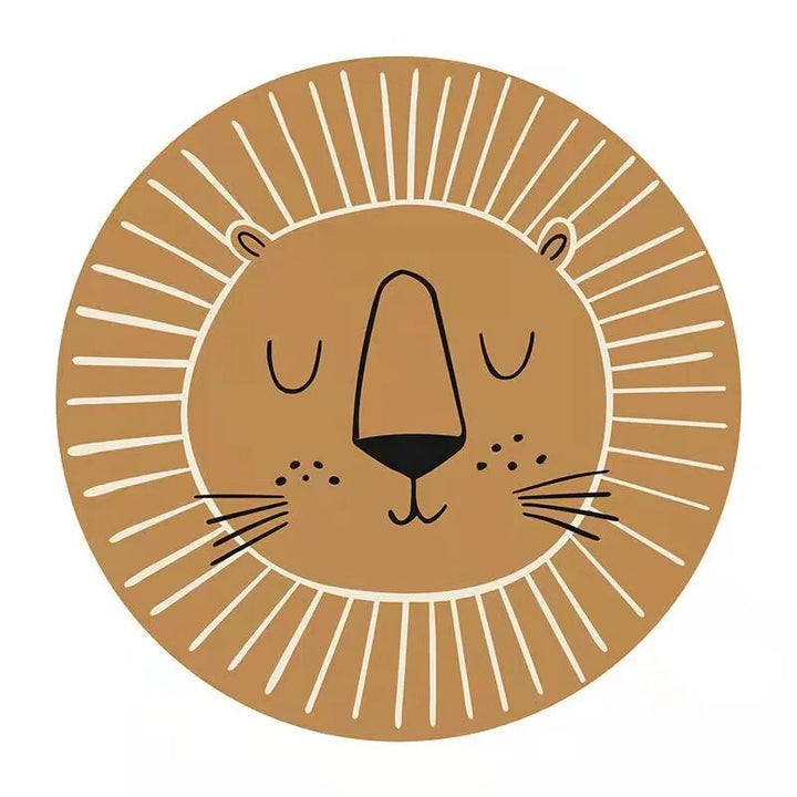 Kalsten | Round Lion Rug for Kids Soft Polyester Carpet 80cm 100cm 120cm