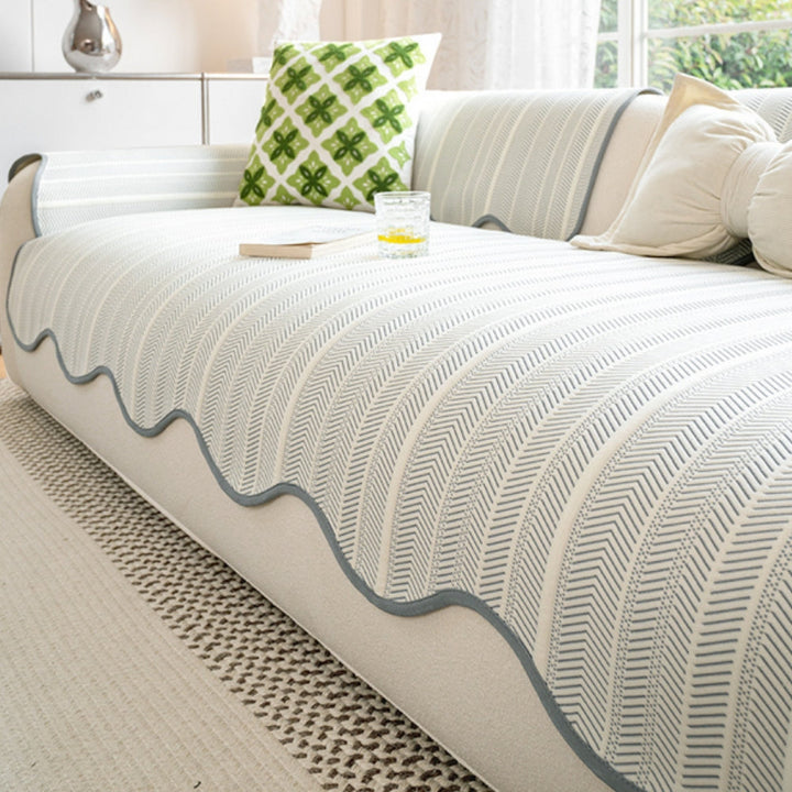 Kalsten | Aurivelle Herringbone Scallop Edge Sofa Cover