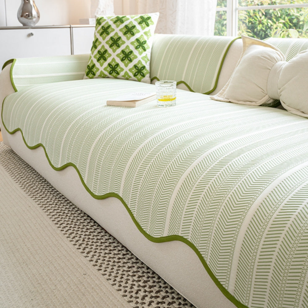 Kalsten | Aurivelle Herringbone Scallop Edge Sofa Cover