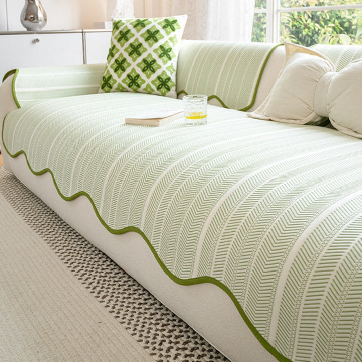 Kalsten | Aurivelle Herringbone Scallop Edge Sofa Cover