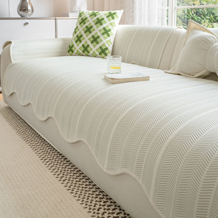 Kalsten | Aurivelle Herringbone Scallop Edge Sofa Cover