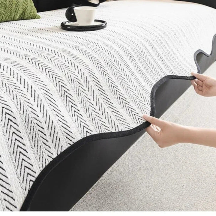 Kalsten | Aurivelle Herringbone Scallop Edge Sofa Cover
